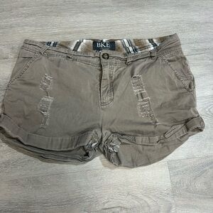 BKE Casuals Womens Alexa Chino Shorts Brown Size 28 Distressed Pockets